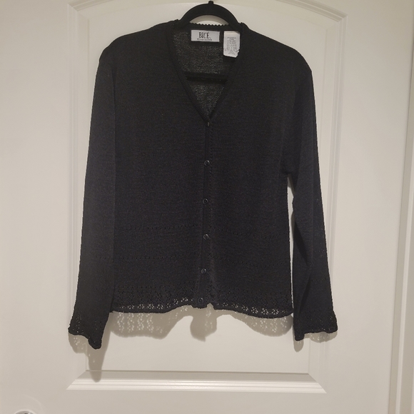 Bice by Sag Harbor Black Cardigan Sweater. Extra Large #153 - Picture 3 of 6